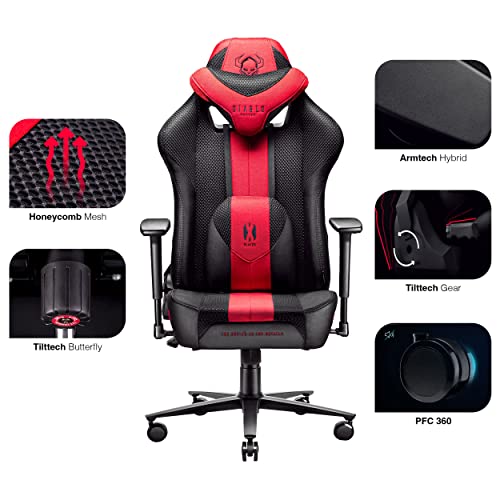 Diablo X-Player 2.0 Silla Gaming Oficina Apoyabrazos 3D Diseño Ergonómico Cuello/Cojín Lumbar Antracita-Carmesí King (XL)