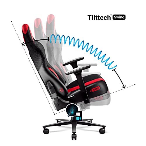 Diablo X-Player 2.0 Silla Gaming Oficina Apoyabrazos 3D Diseño Ergonómico Cuello/Cojín Lumbar Antracita-Carmesí King (XL)