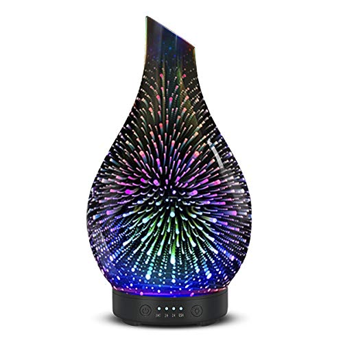 Difusor de aceite esencial 120ML Aroma Humidificador ultrasónico 7 Luces nocturnas que cambian de color con vidrio para la oficina de yoga en casana de yoga en casa