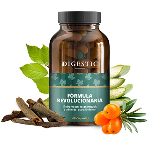 Digestic – Laxante para Aliviar el Estreñimiento – Ablanda las Heces – Ingredientes 100% Naturales – 60 Cápsulas – Nueva Fórmula Innovadora Limpieza Detox del Colon