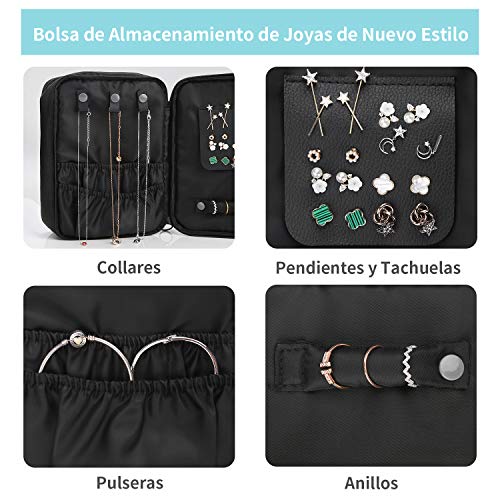 DIMJ Neceser Maquillaje, Bolsa de Maquillaje y Joyas Impermeable, Organizador de Joyas y Maquillaje de Viaje con Bolsa Desmontable para Cosmético, Pendientes, Collares, Pulseras, Anillos