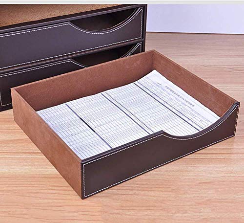 Dirgee Estilo de la Oficina cajón Organizador de Escritorio, Brown Caja de Almacenamiento de Archivos Organizador, Cuero sostenedor del Organizador de Documentos, Novedades, Cosmética (Color: Marrón)