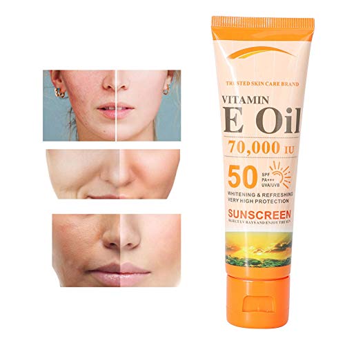 Disaar 50g protector solar para el cuerpo y la cara, blanqueamiento hidratante sol de larga duración se seca transparente, no graso, protege la crema UV para mujeres y hombres(Vitamin E)