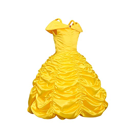 Disfraz de princesa Belle vestido de fiesta de cumpleaños disfraz de Halloween amarillo vestido para niñas 4T 5T (120 cm, E39)
