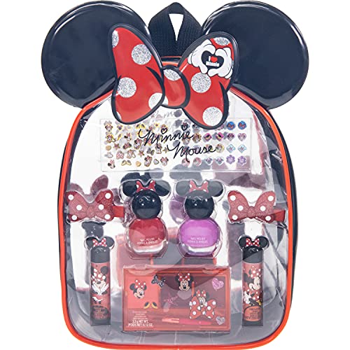 Disney Minnie Mouse - Townley Girl - Juego de Maquillaje cosmético para Mochila Que Incluye Brillo de Labios, Esmalte de uñas y Accesorios para el Cabello para niños y niñas de 3 años o más