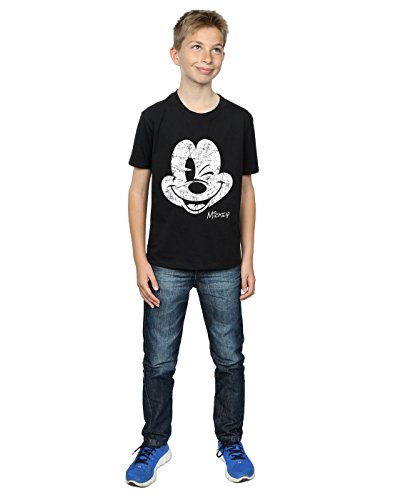 Disney niños Mickey Mouse Distressed Face Camiseta 5-6 Years Negro