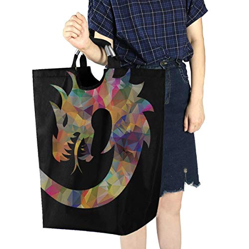 Divertido cesto de lavandería Dragon Dragon Myth Dragon Mitológico Cesto de lavandería Bolsas Cesta plegable para lavandería 11 x 12,6 X 22,7 pulgadas Tela Oxford plegable Ropa sucia Organizador de j