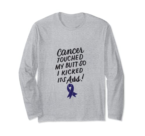 Divertido Colon Cancer Survivor Cancer Awareness mes Ribbon Manga Larga