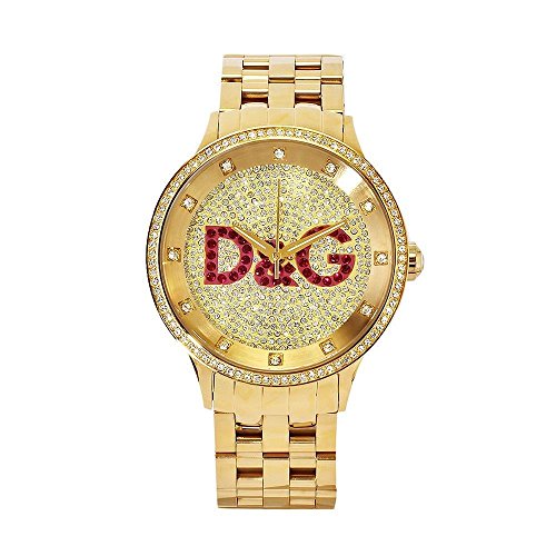 Dolce & Gabbana Time Big IPG Gold DIAL with Red Logo BRC DW0377 - Reloj de Mujer de Cuarzo, Correa de Acero Inoxidable Color Oro