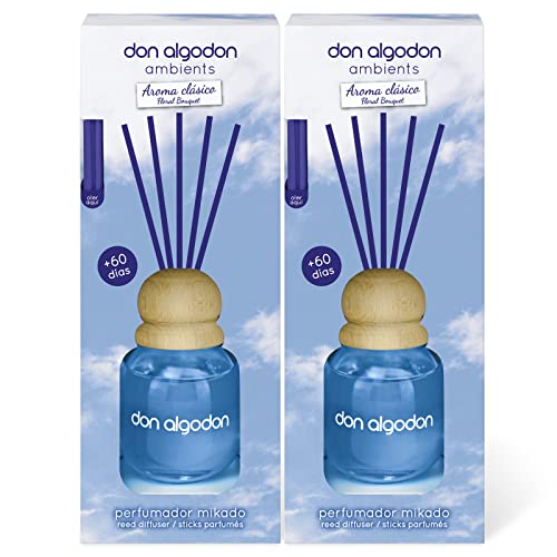 Don Algodon Ambients - Ambientador Mikado Clásico. Difusor con Varillas de ratán. 60 ml, (2 ud.)