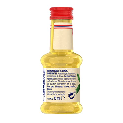 DR. OETKER Aroma Natural de Limón de Sicilia | Aroma Natural Líquido de Limón Especial para Postres y Batidos - Envase de 35ml (Cantidad Aproximada para 10 Dosificaciones)