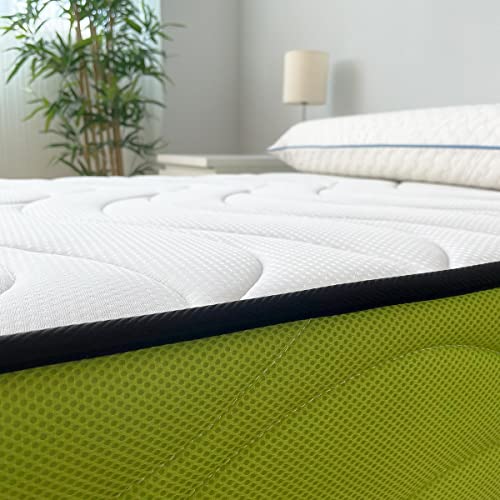 Duérmete Online Colchón Cama Nido Viscoelastico Juvenil Viscopeque Reversible Grosor 14 cm (Cara Invierno/Verano), Muy Transpirable, Blanco, 80 x 180