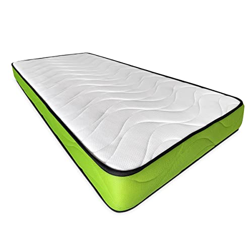 Duérmete Online Colchón Cama Nido Viscoelastico Juvenil Viscopeque Reversible Grosor 14 cm (Cara Invierno/Verano), Muy Transpirable, Blanco, 80 x 180