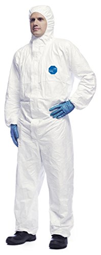 DuPont Tyvek 500 Xpert | Ropa de protección química con capucha,Categoría III, Tipo 5-B y 6-B | Resistente pero Ligero | Blanco|Talla XL