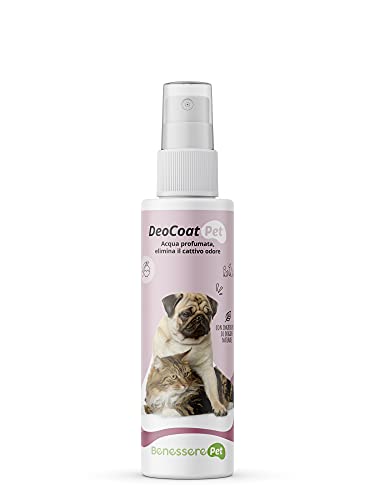 DYNAMOPET BenesserePet DeoCoat Agua Perfumada para Perros y Gatos 100 ml, Perfume para Mascotas, Elimina el Mal Olor, Desodorante, Agradable Talco Frangranza, Ingredientes Naturales