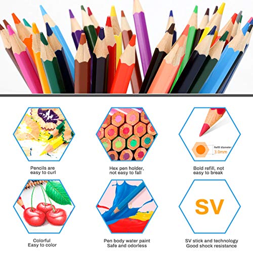 E-More Lápices De Colores Set, 36 Kit De Dibujo De Lápiz De Color Con Roll Up Canvas Caso Para Adultos y Niños