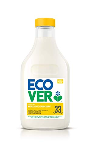 Ecover Suavizante, perfume Gardenia y vainilla, origen natural y suave para tu piel y tu Toallita, 33 usos, 1 L