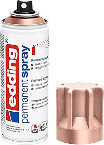 edding 5200 spray permanente - oro rosa - 200 ml - pintura acrílica para pintar y decorar vidrio, metal, madera, cerámica, plástico, lienzo - aerosol, spray acrílico, spray de pintura