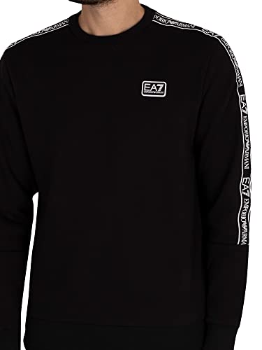 Emporio Armani EA7 de los Hombres Sudadera con Logo en el Pecho, Negro, M