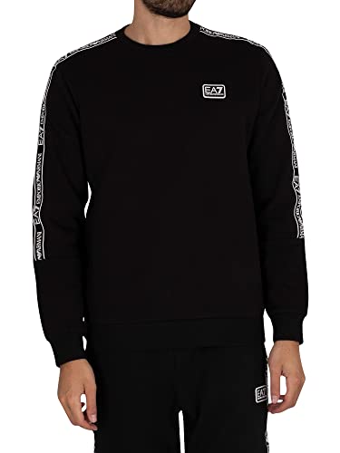 Emporio Armani EA7 de los Hombres Sudadera con Logo en el Pecho, Negro, M