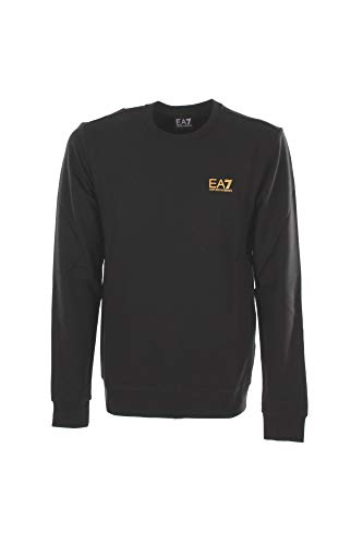 Emporio Armani EA7 de los Hombres Sudadera con Logo en el Pecho, Negro, XXS