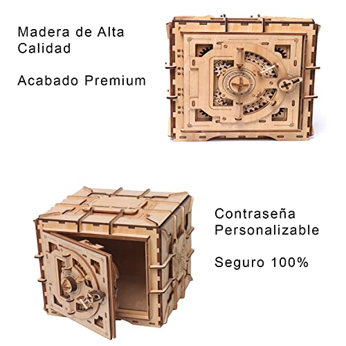 Encryptex Caja Misteriosa Puzzle 3D - Juego de Construcción Rompecabezas Madera Creativo para Adultos - Caja Secreta Fuerte Seguridad Tesoro Escape Room(Treasure Box)