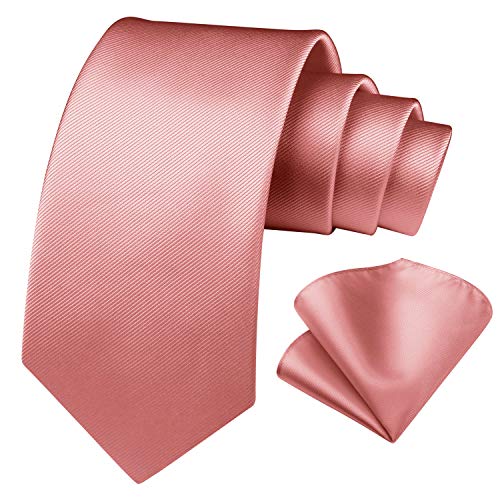 Enlision Corbata Rosa Color Solido y bolsillo cuadrado corbata conjunto para hombres