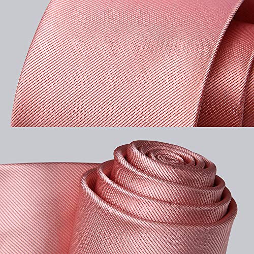 Enlision Corbata Rosa Color Solido y bolsillo cuadrado corbata conjunto para hombres