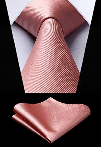 Enlision Corbata Rosa Color Solido y bolsillo cuadrado corbata conjunto para hombres