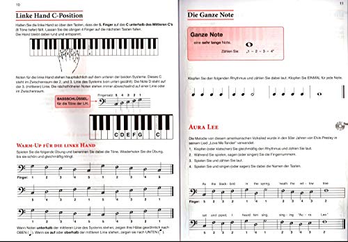 Escuela de piano para adultos banda 1 con CD – Edición 2014 – desde los fundamentos como introducción de notas y cinco ondas hasta el juego de acordes de cuatro tonos – con clip en forma de corazón