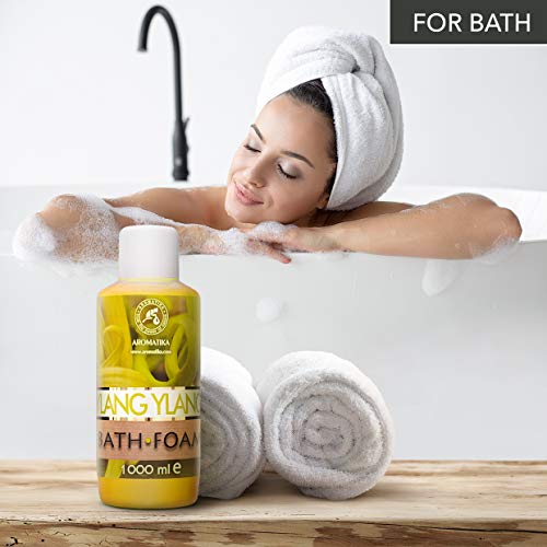 Espuma Baño con Aceite Esencial Ylang Ylang 1000ml - Cuidado del Cuerpo - Buen Sueño - Belleza - Cuidado del Cuerpo - Bienestar - Relajación - Aromaterapia - Spa - Aroma Ylang - Baños de Burbujas