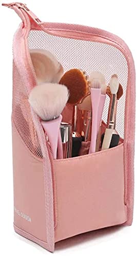 Estuche Cosmético con Cremallera, Brochas de Maquillaje Bolsa, Organizador Brochas Viaje, para Mujeres Niñas Estuche Organizador de Pinceles de Maquillaje de Viaje Portátil (Rosa)