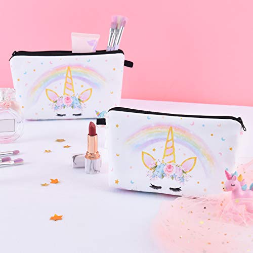 Estuche de Maquillaje de Unicornio - Estuche de Cosméticos para Niñas Mujeres Estuche de Lápices de Viaje Portátil, Organizador Resistente al Agua Regalo de Cumpleaños y Navidad