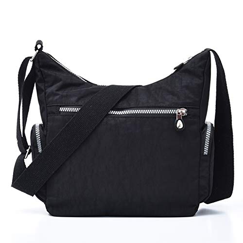 Estwell Bolso Bandolera Mujer Impermeable Bolso de Hombro Moda con Múltiples Bolsillos Casual Crossbody Bolso Bolsa de Cuerpo Cruzado para Escuela Viaje Uso Diario, Negro