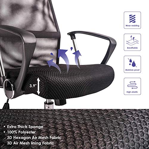 Exofcer Silla de Giratoria Silla de Escritorio Malla con Respaldo Alto Transpirable Silla de Oficina Ergonómica Silla Ejecutiva (Negro)