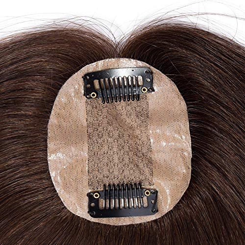 Extensiones de cabello humano para corona, extensiones de pelo de una pieza, base de seda, invisible, natural, para mujeres, tupé, pelo remy (10 pulgadas, 4 medianos)