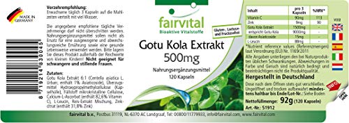 Extracto de Gotu Kola 500mg - Centella asiatica - Dosis elevada - VEGANO - 120 Cápsulas