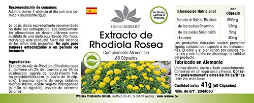 Extracto de Rhodiola rosea 500mg – 3% de rosavina – 60 cápsulas