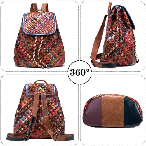 Eysee Bolso de mano de piel de vacuno para mujer, con asas, collage gradiente, Multicolor., Länge: 32cm, Höhe: 36cm, Breite: 18cm, Mochila de a diario