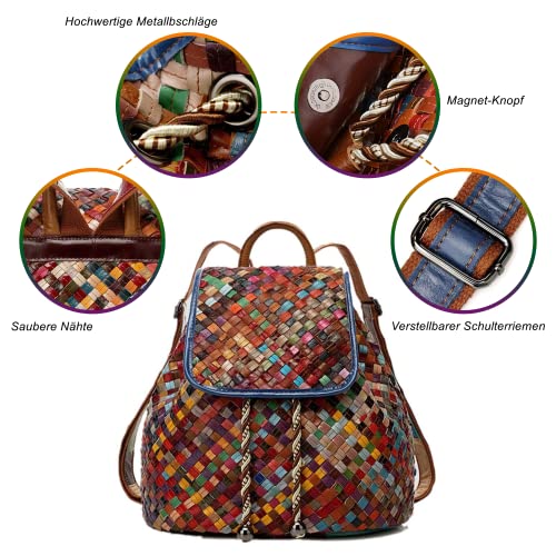 Eysee Bolso de mano de piel de vacuno para mujer, con asas, collage gradiente, Multicolor., Länge: 32cm, Höhe: 36cm, Breite: 18cm, Mochila de a diario