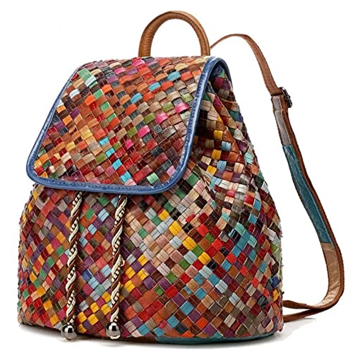 Eysee Bolso de mano de piel de vacuno para mujer, con asas, collage gradiente, Multicolor., Länge: 32cm, Höhe: 36cm, Breite: 18cm, Mochila de a diario