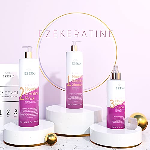 Ezero Tratamiento Keratina Cabello Perfecto Como Tratamiento Hidratante Cabello - Con Champu Keratina, Mascarilla Pelo De Keratina Y Serum Pelo Keratina - Ayuda A Alisador De Pelo Y Alisado Keratina