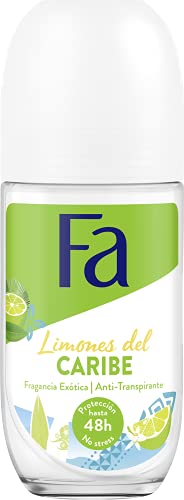 Fa - Desodorante Roll-On Limones del Caribe - 50ml (pack de 6) Total: 300ml - Frescor
