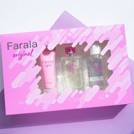 FARALA - Original, Estuche Regalo de Mujer, Pack de 3 Piezas (Perfume 75 ml + Crema de Cuerpo 75 ml + Gel Baño 100 ml)