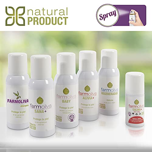 Farmoliva Baby - Spray para Bebés - 60 ml - Evita la Dermatitis de Pañal - Crema Hidratante Líquida en Aerosol para Bebés - Elaborado con Aceite de Oliva Premium - Contra Eczemas, Picor o Escozor