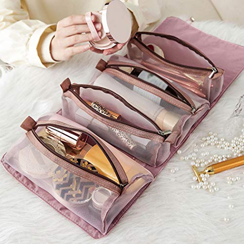 Fascigirl Conjunto De Bolsas De Cosméticos Desmontables Con Bordado Impermeable 4 En 1 Neceser Colgante Bolsa De Maquillaje Bolsa De Viaje Bolsa De Aseo Bolsa De Cosméticos