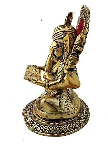 Fasherati Graceful Big Statue of Lord Pagdi Ganesha with Carving on Metal Decorative Religious Sculpture for Your Home & Office