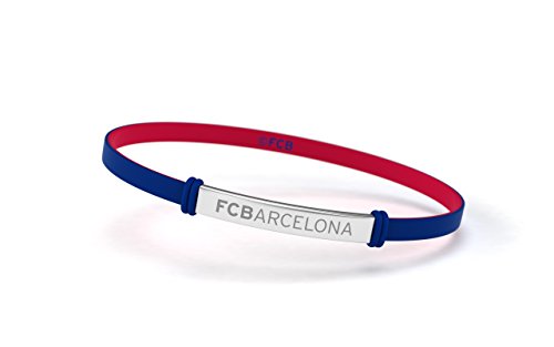 FCB Pulsera Fashion Azul Junior, Pulsera de silicona y acero inoxidable Fútbol Club Barcelona, Producto Oficial