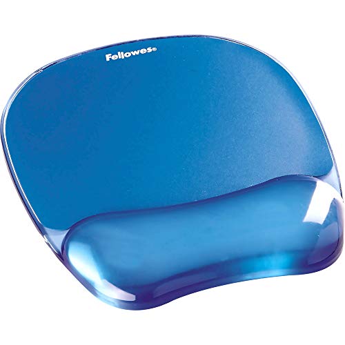 Fellowes Gel Crystals - Alfombrilla de ratón con reposamuñecas ergonómico, color azul