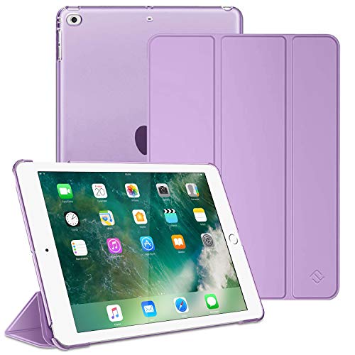 Fintie Funda Compatible con iPad 9.7 (2018/2017), iPad Air 2, iPad Air - Trasera Transparente Carcasa Ligera con Función de Soporte y Auto-Reposo/Activación, Lavanda